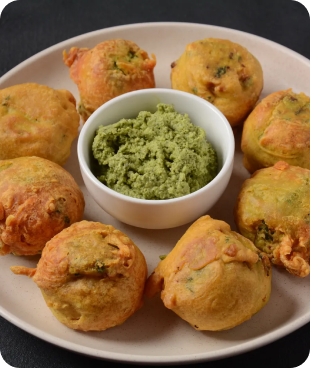 Crispy Aloo Bonda with Green Chutney