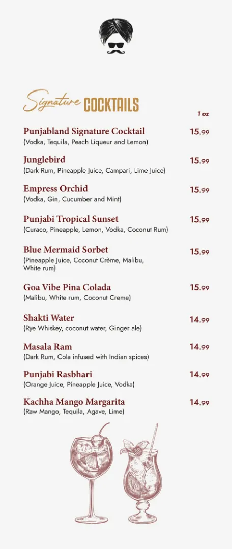 punjabland brampton drinks menu